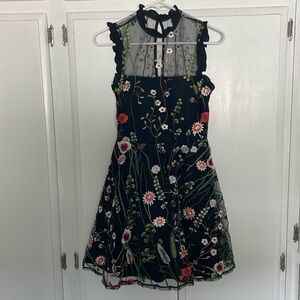 Floral embroidered overlay dress, size 1.